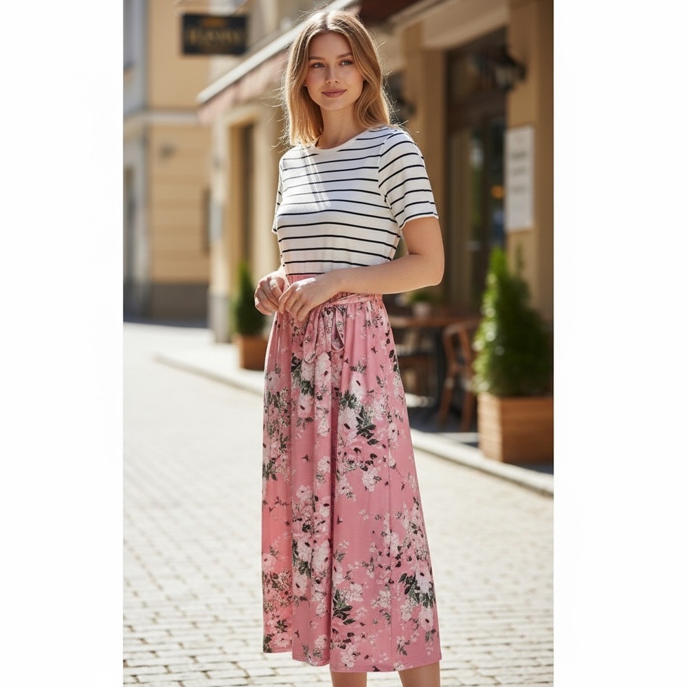 Merokeety Striped Floral Maxi Dress - Picture 3 of 8